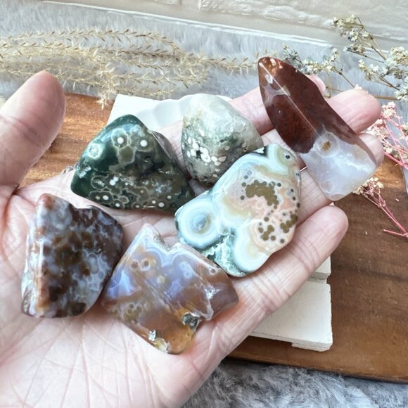 Set of 6 Ocean Jasper Tumbles - Picture 1 of 10